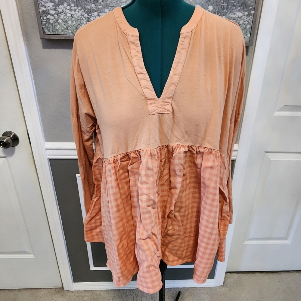 Pilcro Orange Ruffled Asymmetrical Tunic